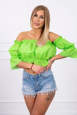 Letní dámský CROP TOP -5435 KS zelená