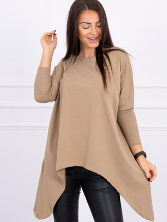 Dámské oversize triko s dlouhým rukávem 8875 camel